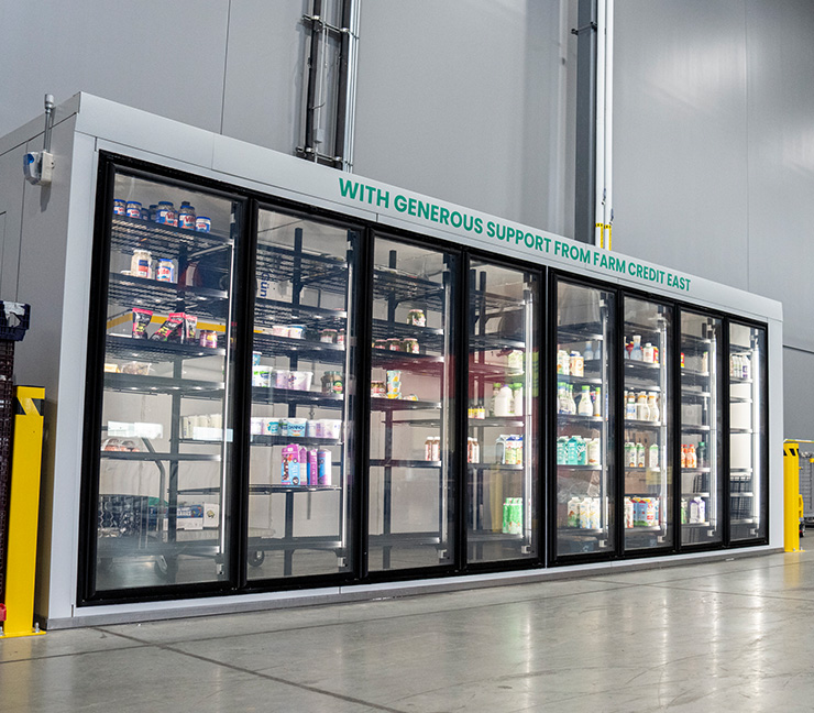 Freezer in warehouse made possibly by financial sponsorship from Farm Funders.