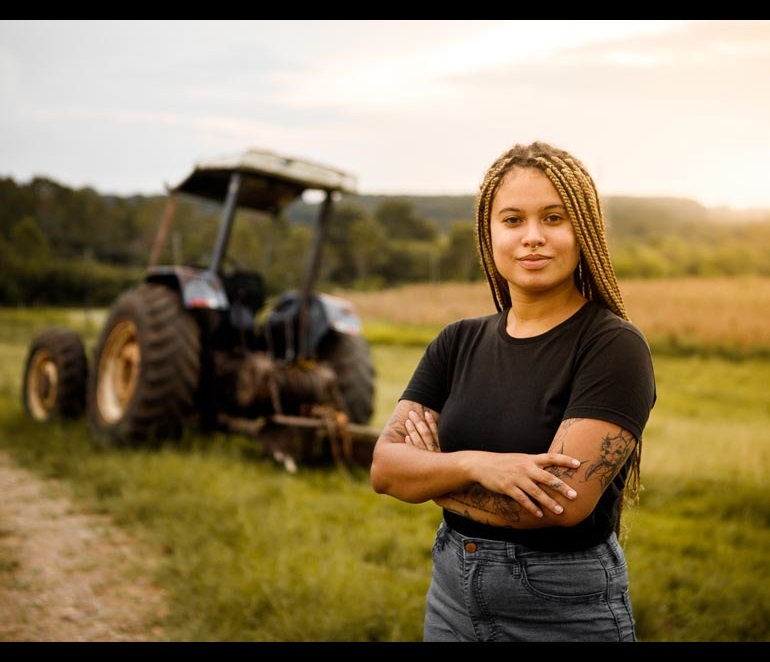 Farmer walking in field