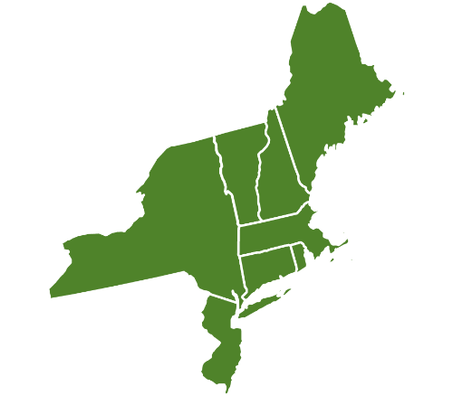 Green outlines of Farm Funders’s eight-state territories 
